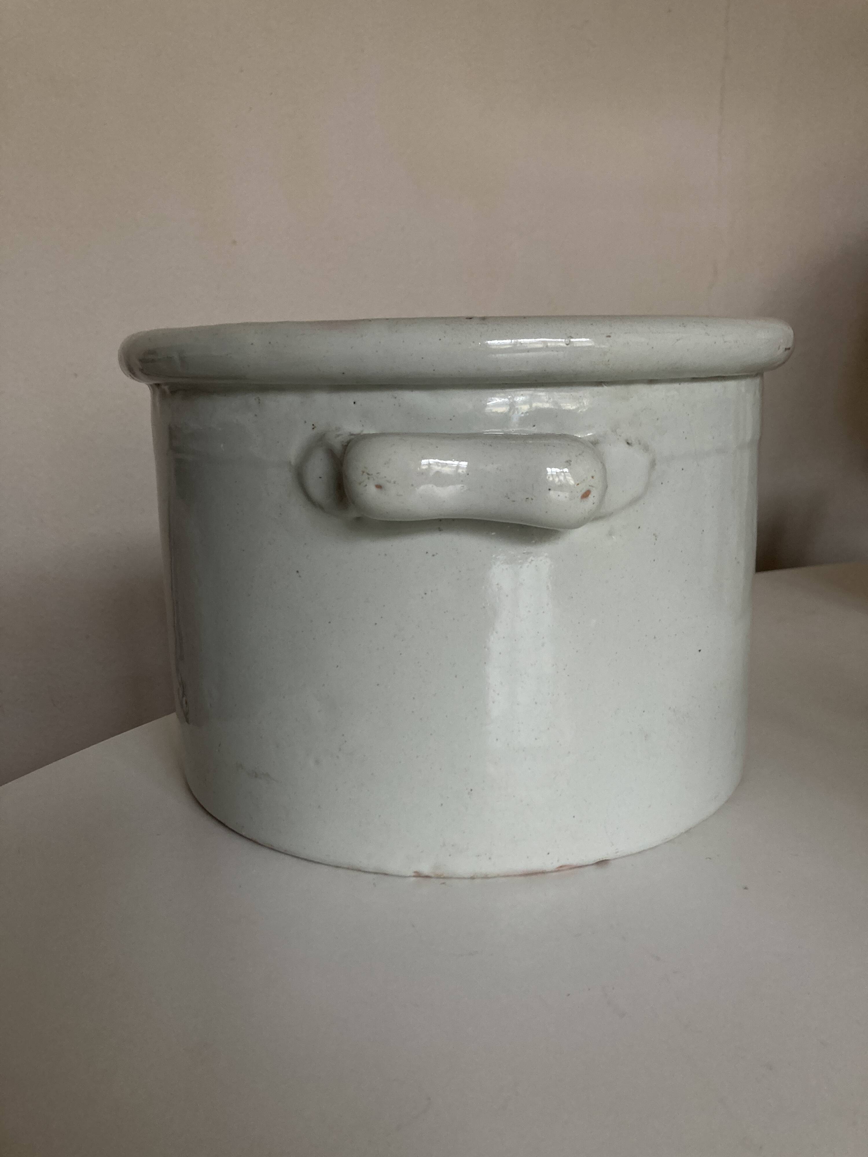 Extra-large white glazed earthenware planter, 1960s Italy