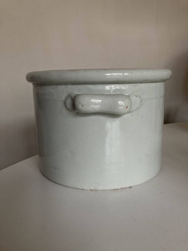 Cache pot XXL blanc en terre vernissée 1960 Italie