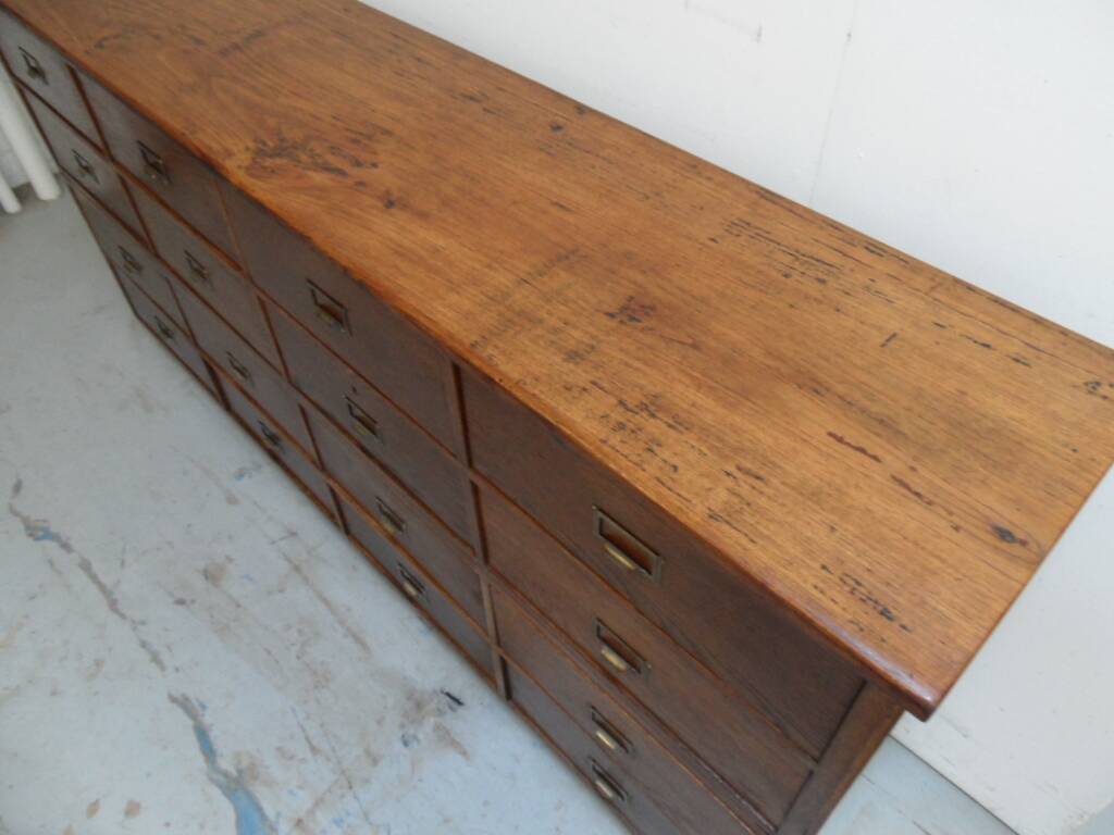Vintage oak  shop filing cabinet with drawers