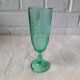 8 vintage emerald green glass champagne flutes