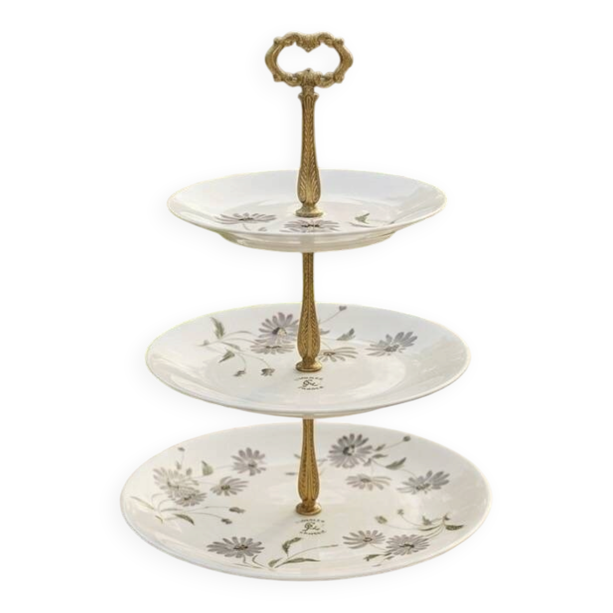 Silent Servant 3-Tiered Limoges Porcelain – Floral Decoration "Montjoie"