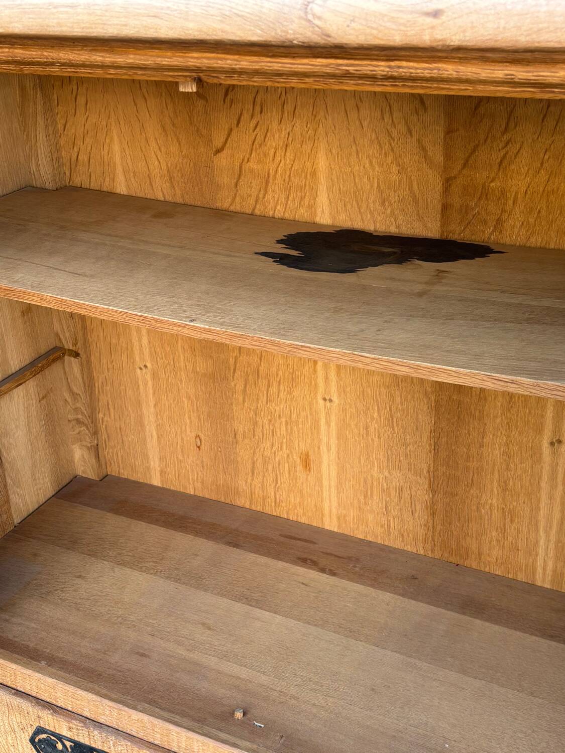 Solid oak buffet – Spanish brutalist style, 1960s