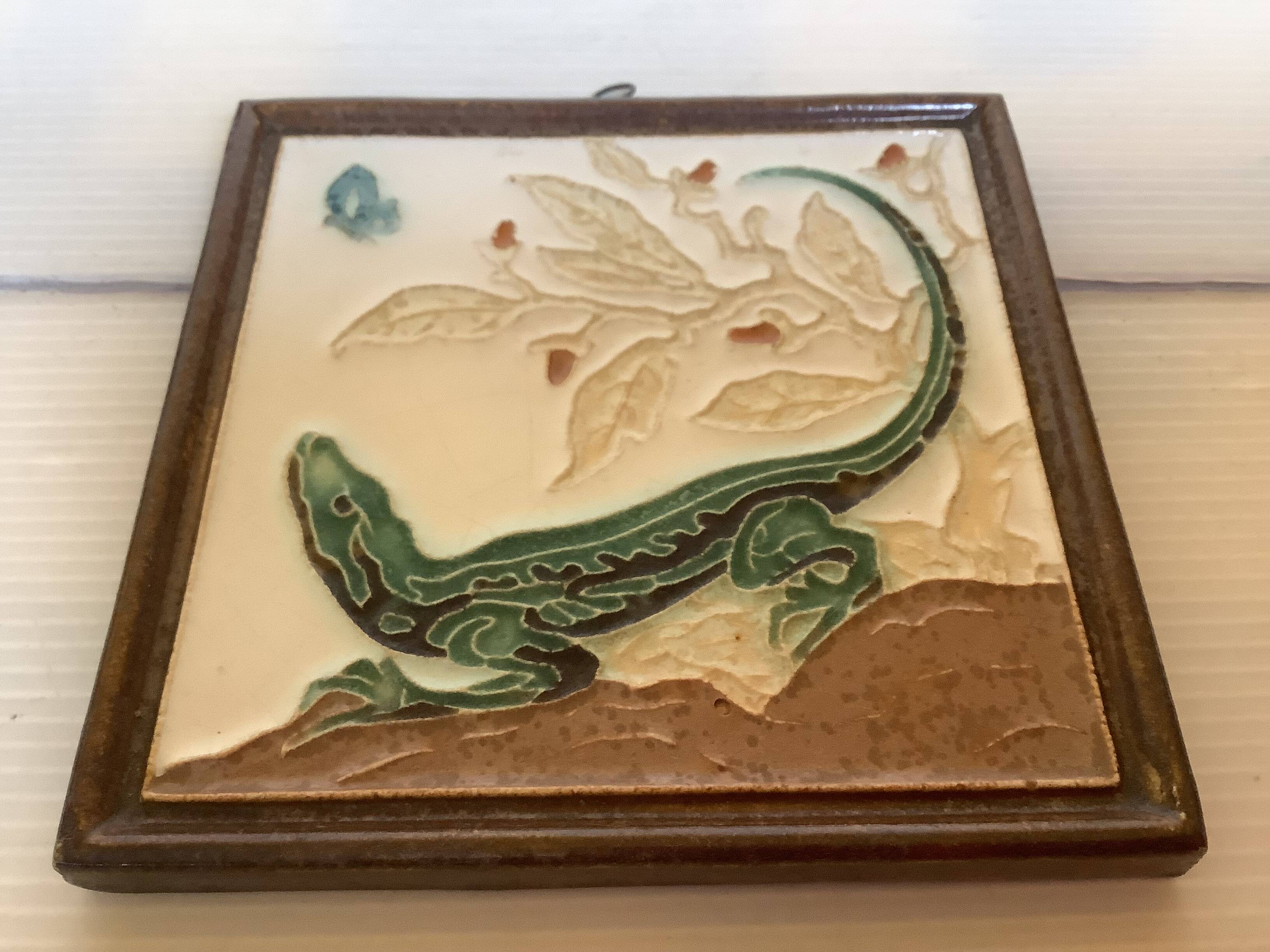Panneau céramique salamandre lézard royal delft