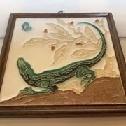 Ceramic panel salamander royal lizard Delft