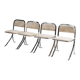 Set de 4 chaises en métal chromé et velours, 1970s