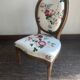 Nursing chair medallion Louis XVI 19th Sanderson chintz with flowers
