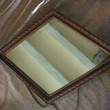 Miroir losange mural en bois années 30-40 50x34cm