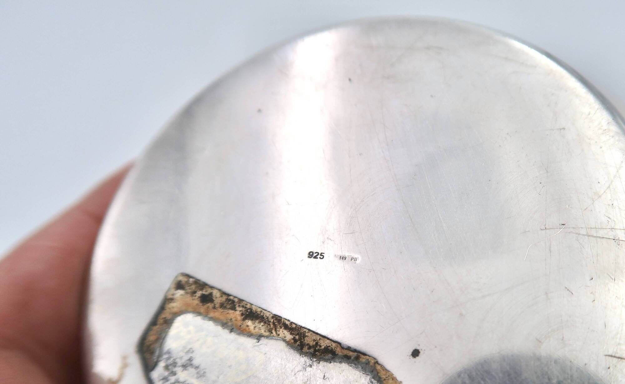925 silver trinket dish adorned with a shell, 1950s