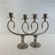 Silver Plated Pair Double Swan Candelabra Candleholders Sculptural 1970s