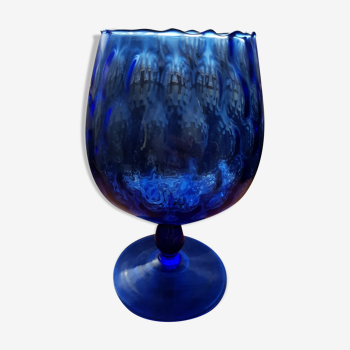 Vase coupe sur pied empoli bleu