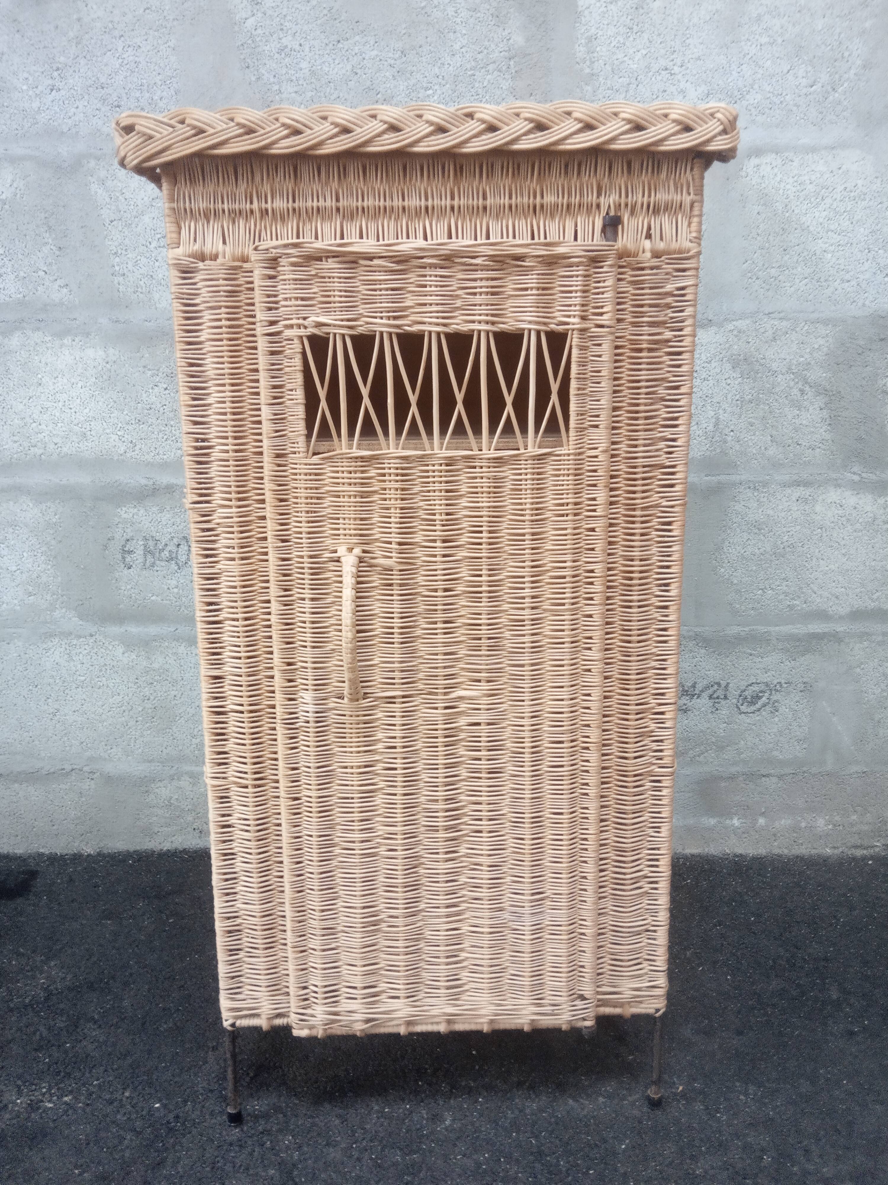 Vintage 50s rattan cabinet