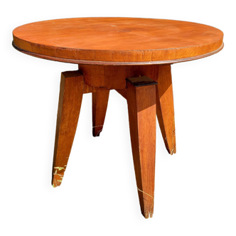 Scandinavian-style round wooden table