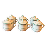 6 old Paris porcelain cream pots 19th (1850) set of 6