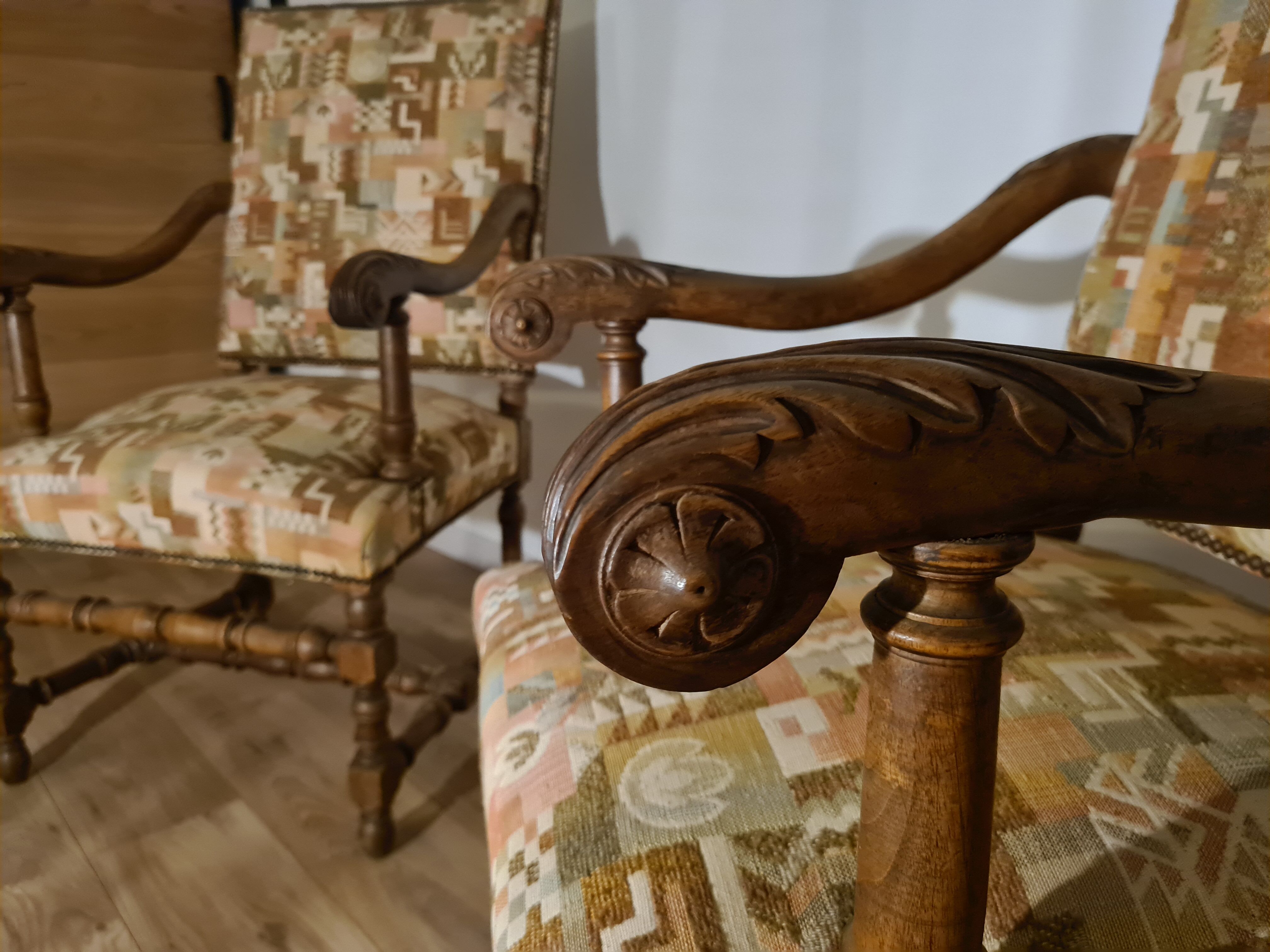 Pair of Louis XIII armchairs