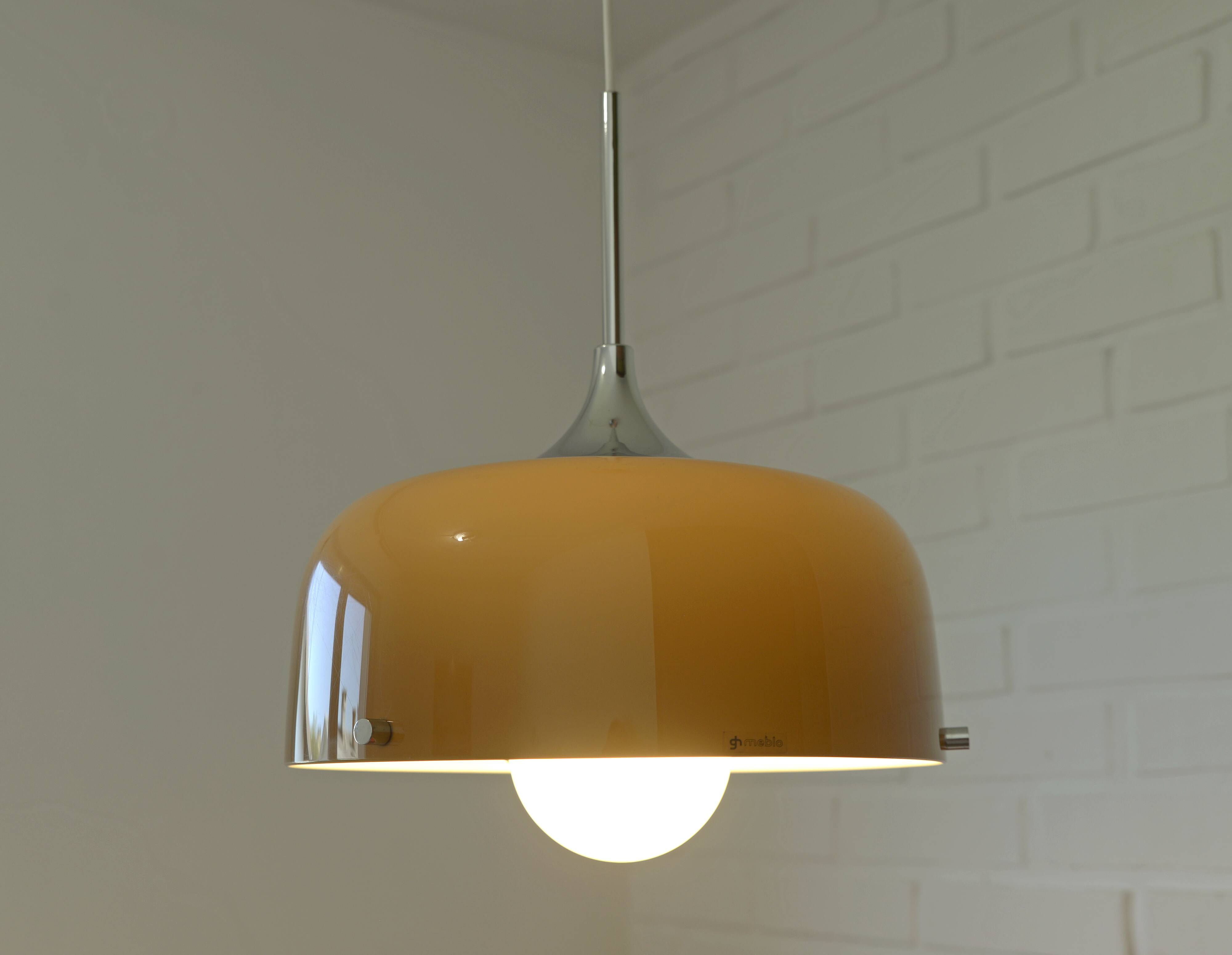 Redesign Vintage Guzzini Meblo Plastic Hanging Lamp Yugoslavia 1970's