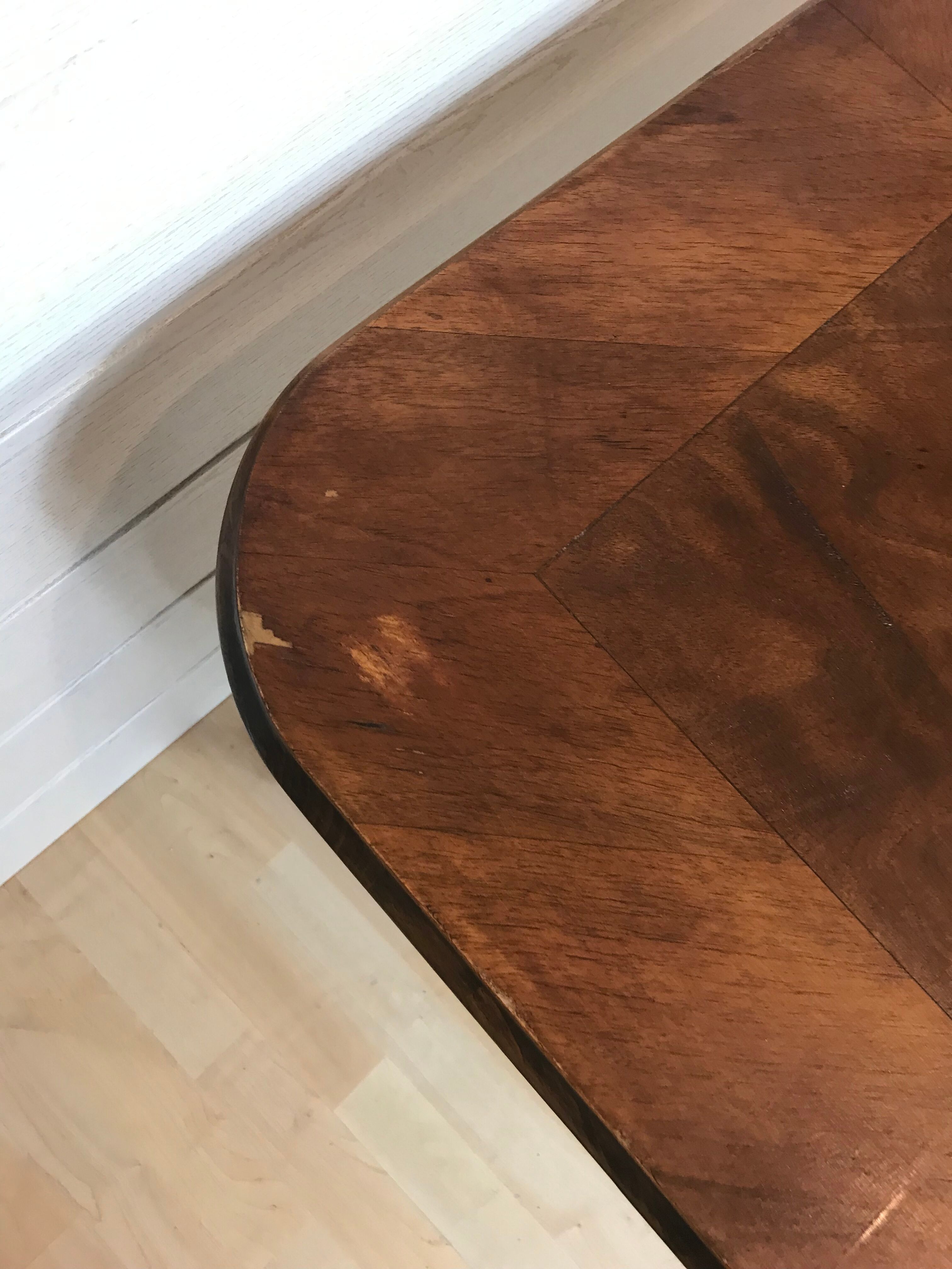 Coffee table "chippendale" Marquetry and rattan