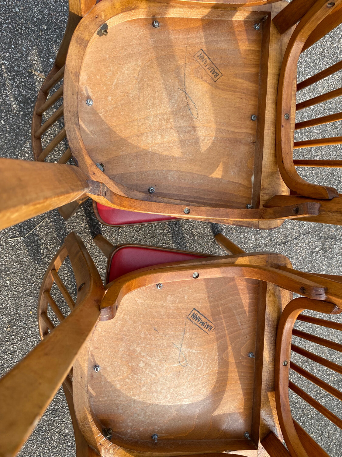 Set of 4 red baumann chairs