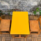 Children's wooden and formica desk and sled chairs 1970