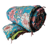 Edredon courtepointe turquoise reversible un côté tout coton motif