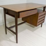 Vittorio Dassi Mid-Century Italian Teakwood Writing Desk and Chair, 1950