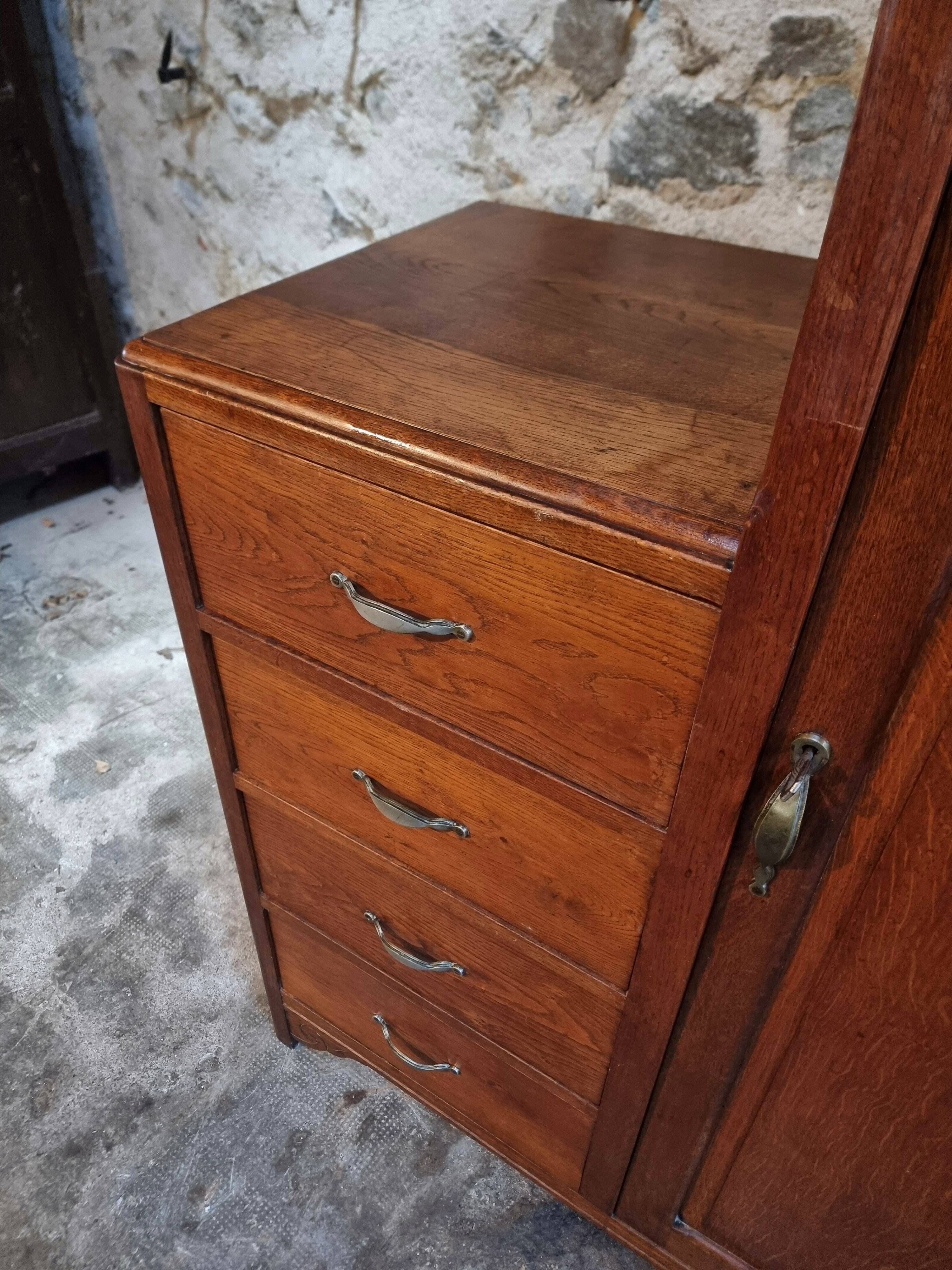 French storage cupboard from the 1920s–1930s – Cupboard with drawers and wardrobe.