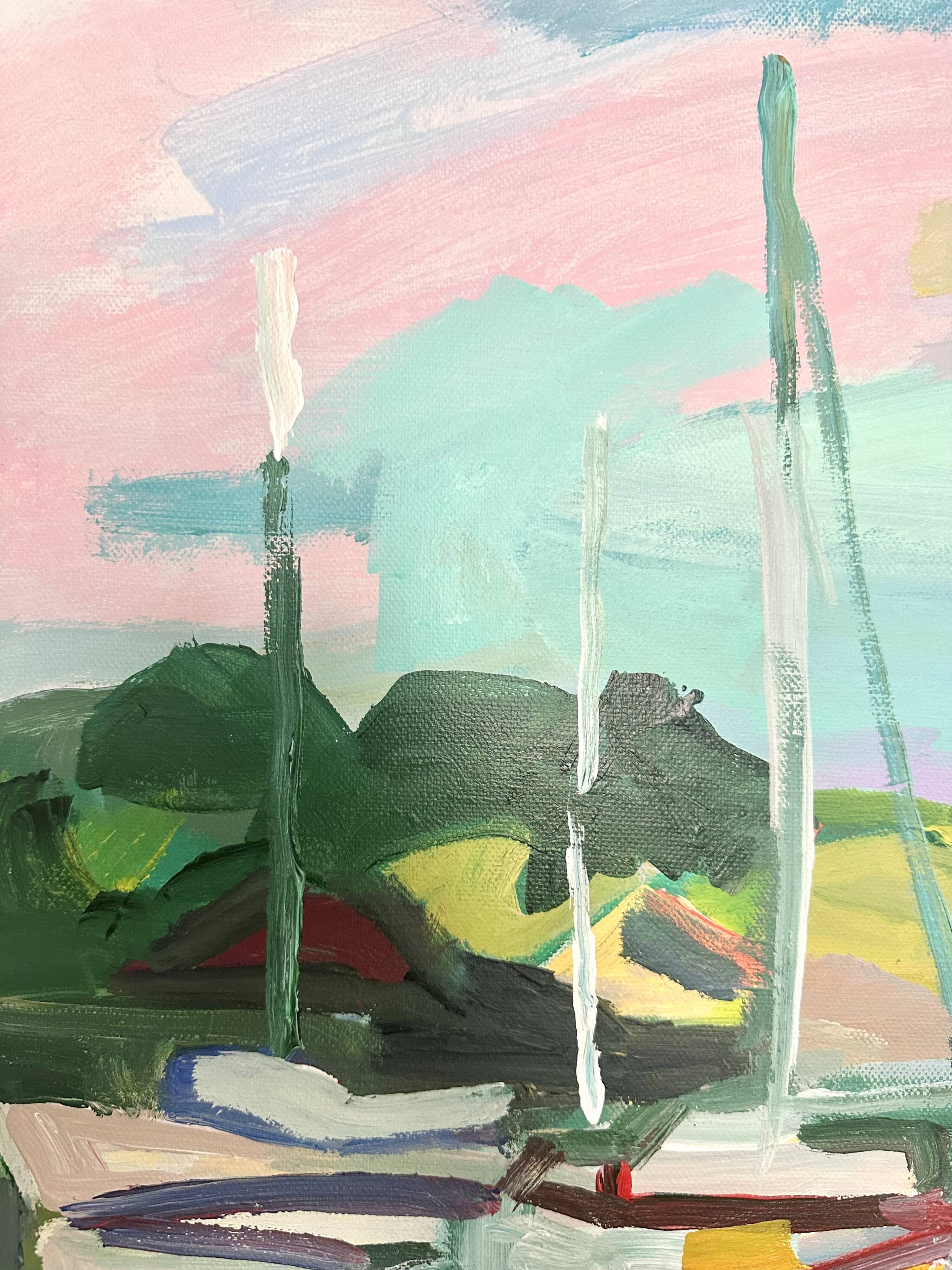 Oil on canvas port with sailing boats