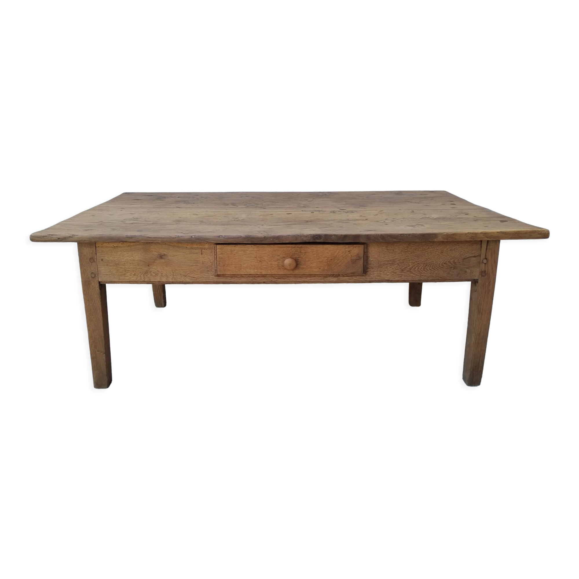 Farmhouse coffee table with solid wood drawer