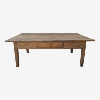 Farmhouse coffee table with solid wood drawer