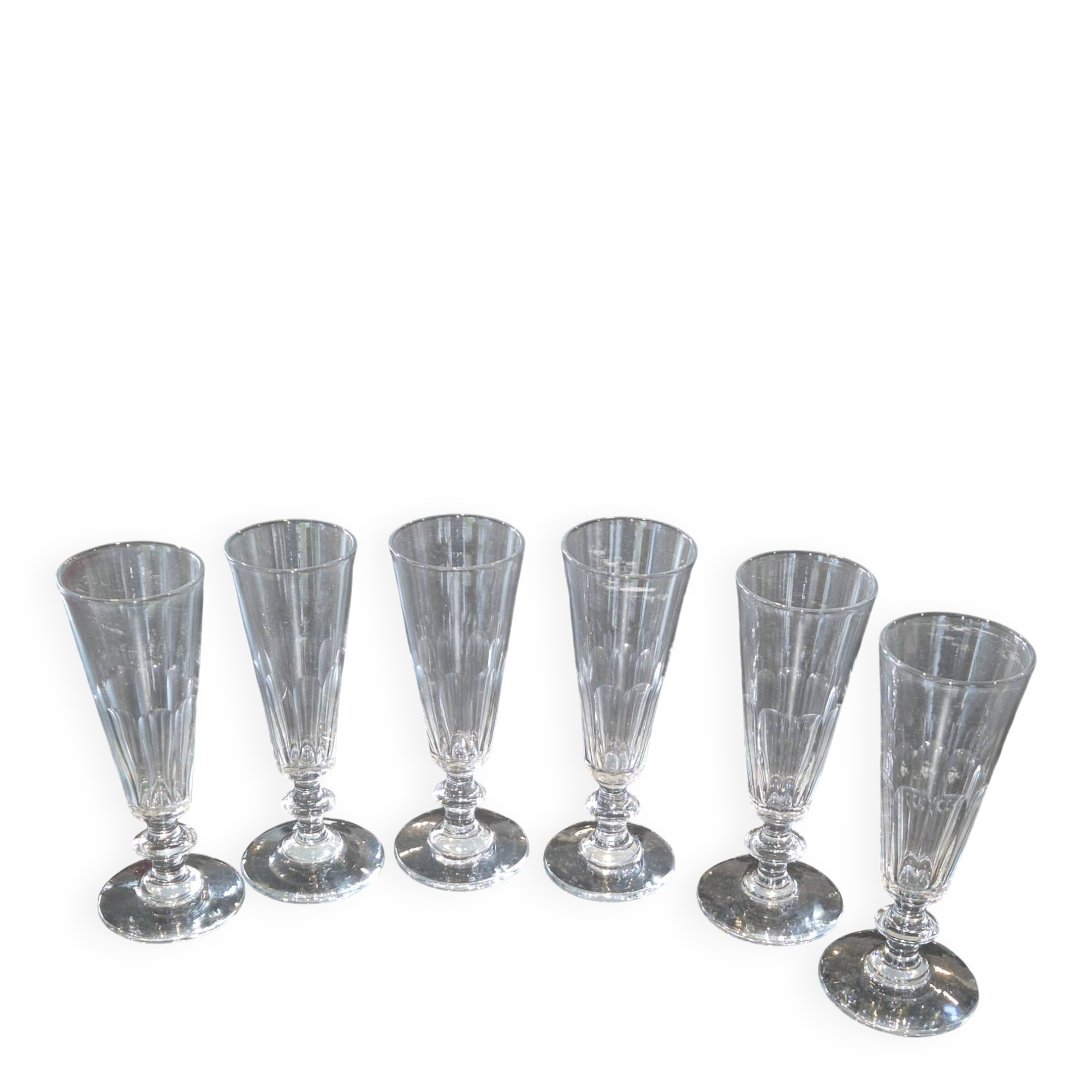 Ensemble de 6 flûtes à champagne en cristal