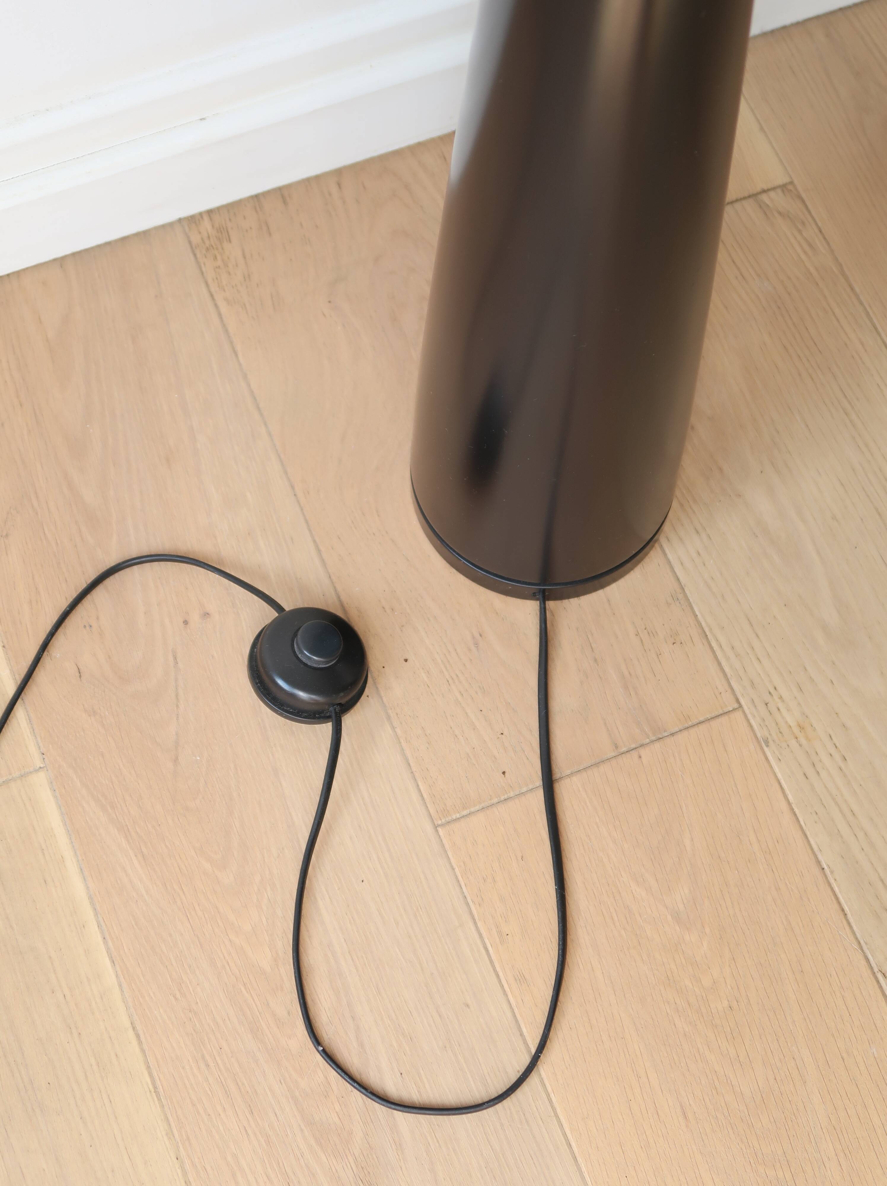 Vintage black and white conical floor lamp