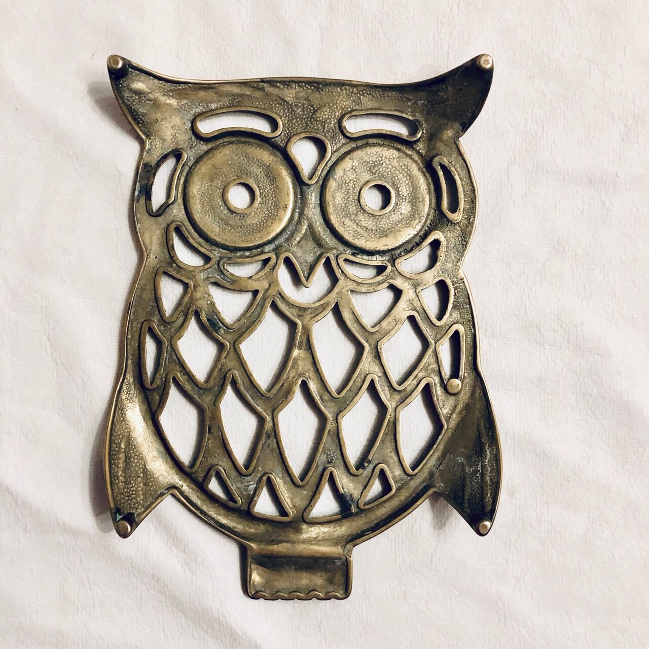 Under vintage brass dish owl