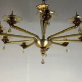Venetian chandelier in mordoré murano glass by venini circa 1940