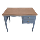 Blue wooden desk ready for its new life.