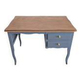 Blue wooden desk ready for its new life.