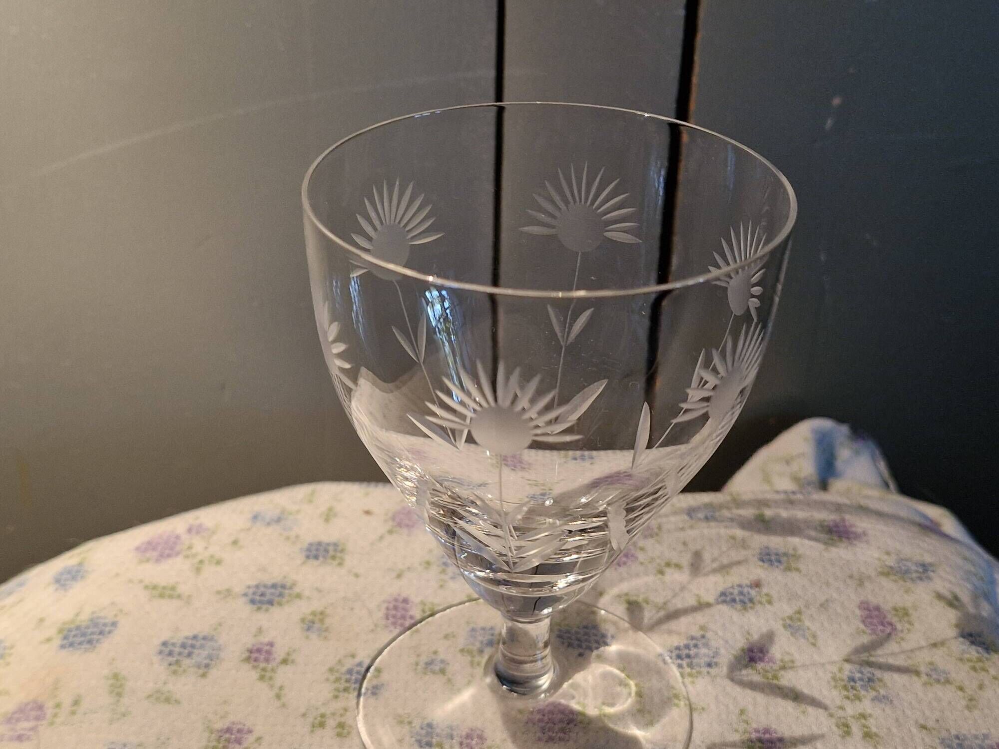 Villeroy and Bosch - 3 Large Antique Glasses - Cut Crystal with Flower Decor