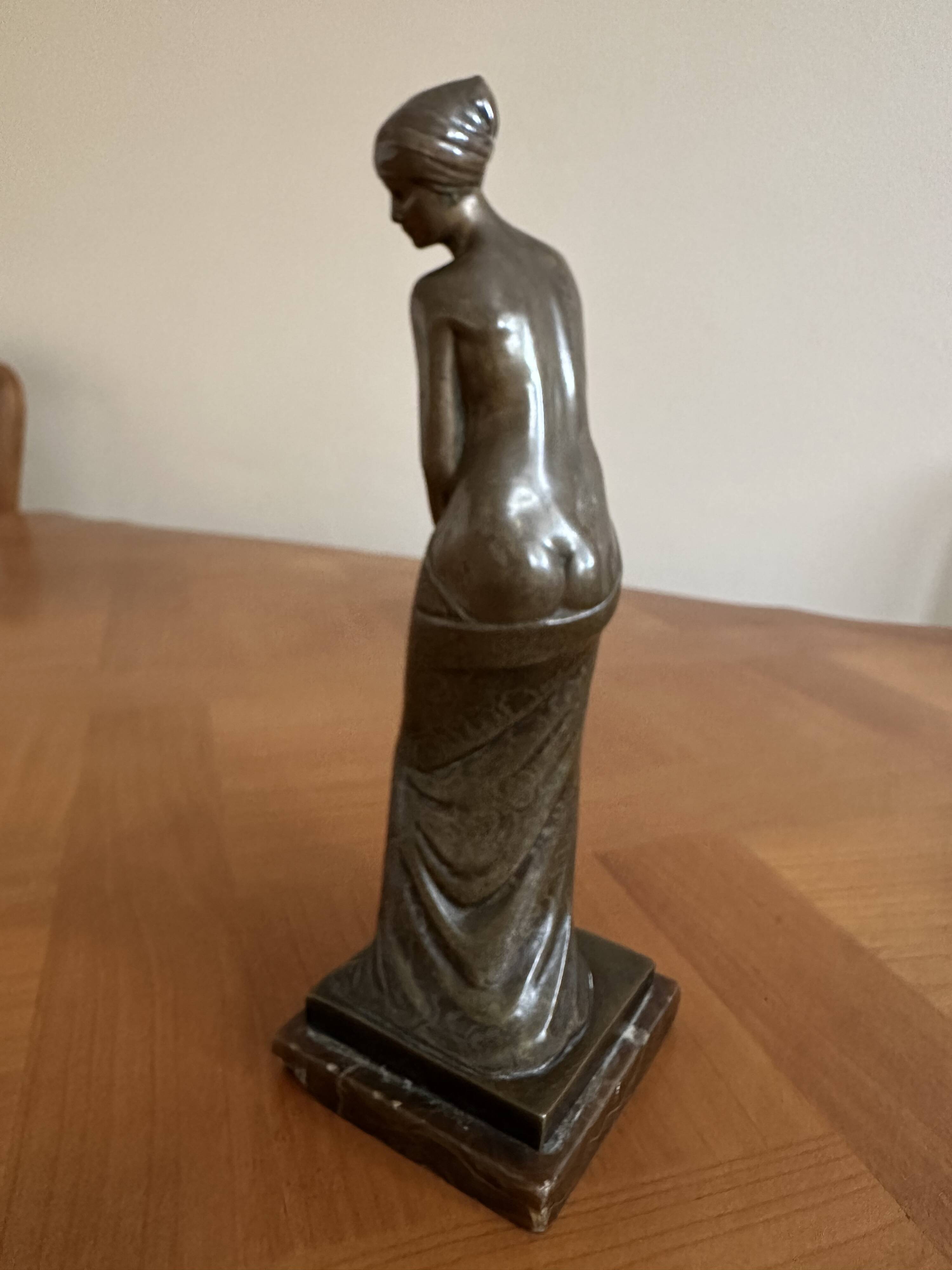 Raphaël Schwartz (1874-1942) – "Bather with Drapery" – Signed Art Deco Bronze