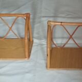 Pair of vintage bamboo shelves