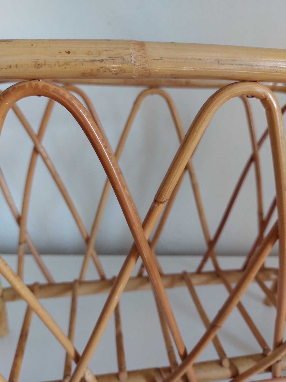 Vintage rattan magazine holder