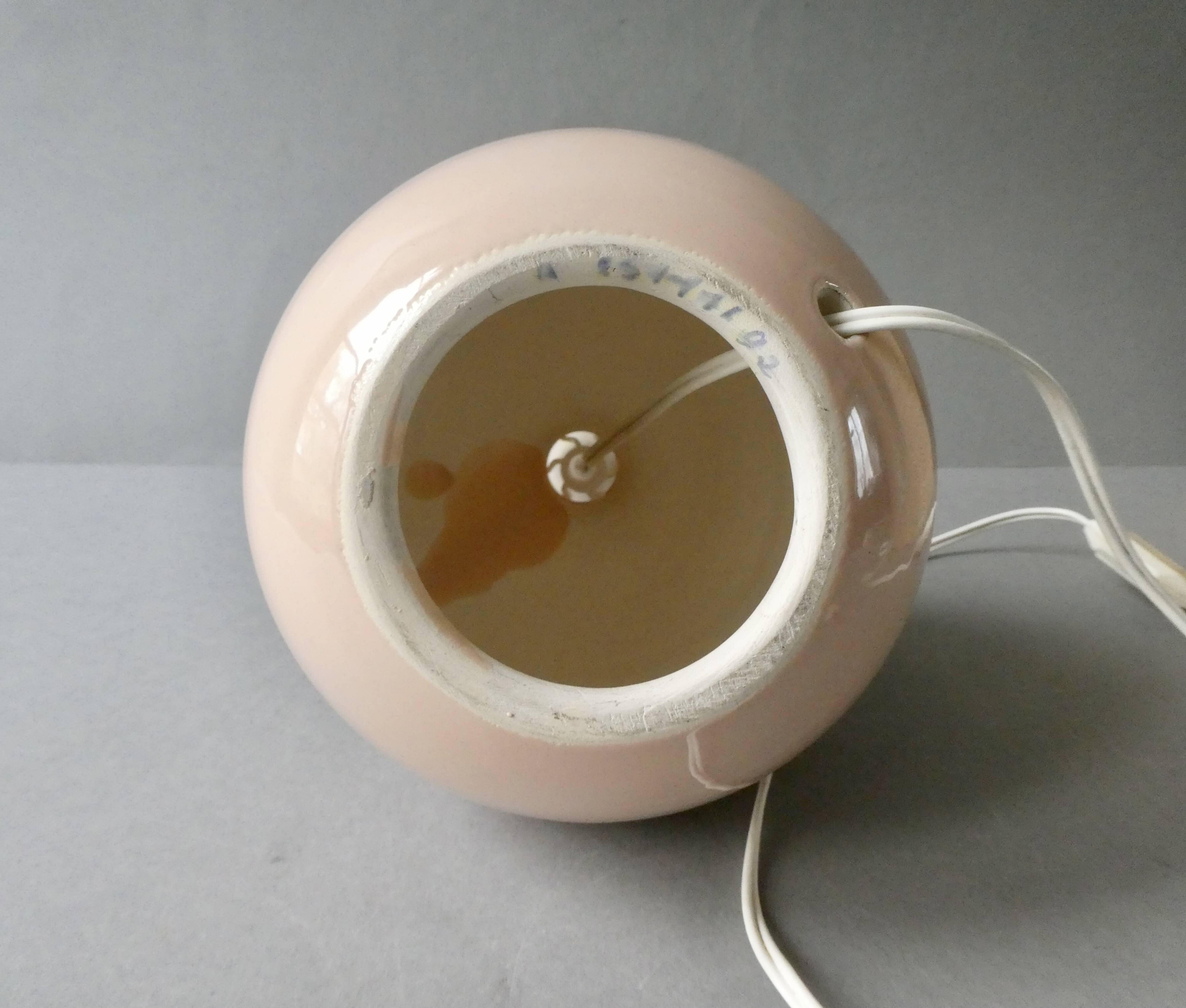 Ceramic lamp, pastel pink, around 1990.