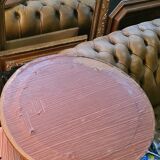 Mirror 1970 frame copper plate hammer and studded on wood 62x62 glass 45x45