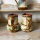 Set of milk jugs in slipware from the 19th century.