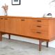 Enfilade par Uniflex en teck & cuir 183 cm