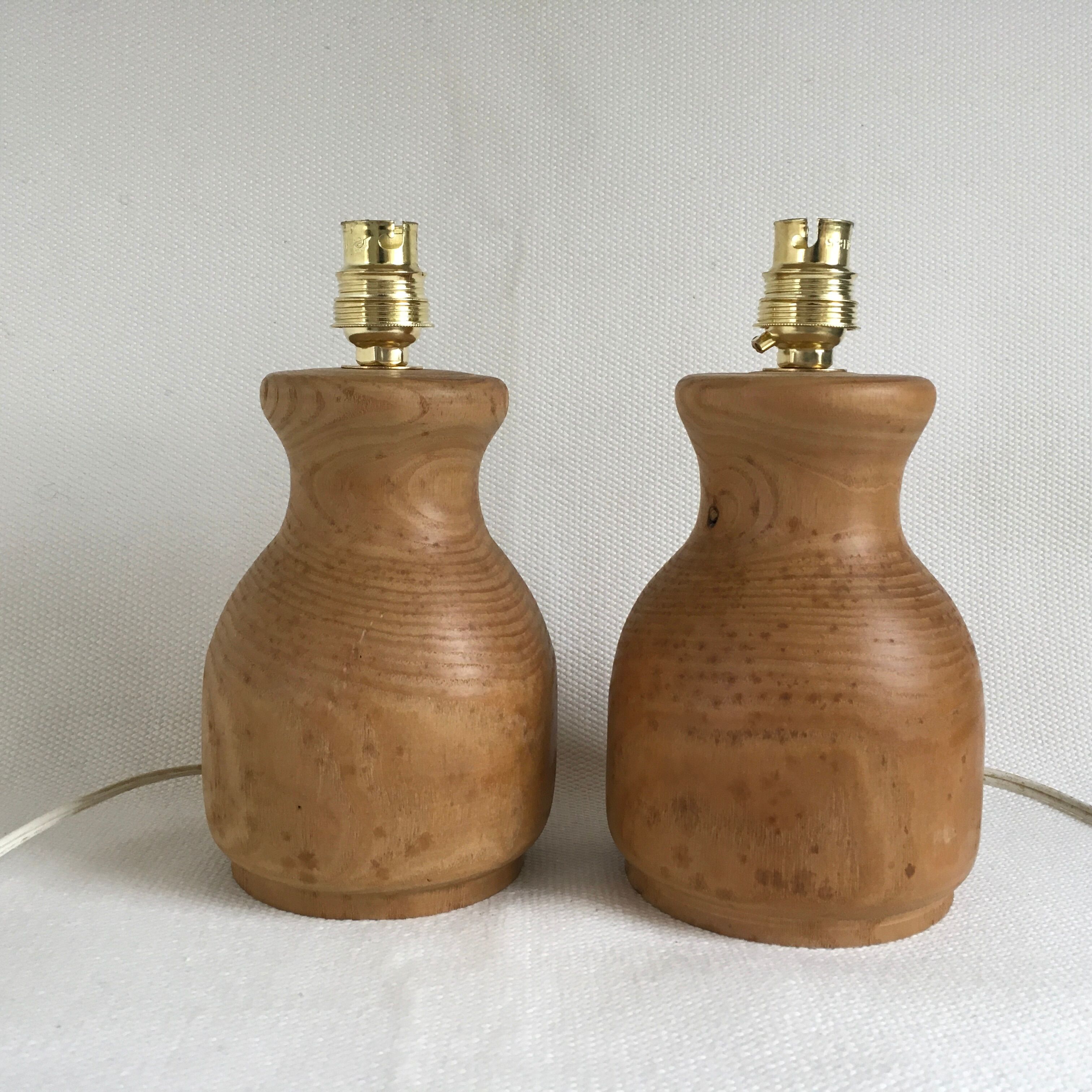 Pair of turned wooden bedside lamp legs