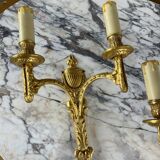 Paire D’appliques En Bronze Doré, Maison Baguès, Style Louis XVI, XXe Siècl