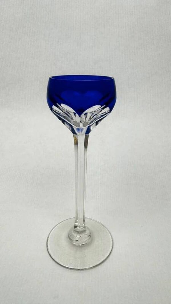 Lot de 6 verres à liqueur en cristal doublé coloré – Saint-Louis – Modèle Bristol – H. 13 cm
