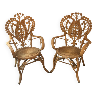 Paire de fauteuils en rotin Peacock