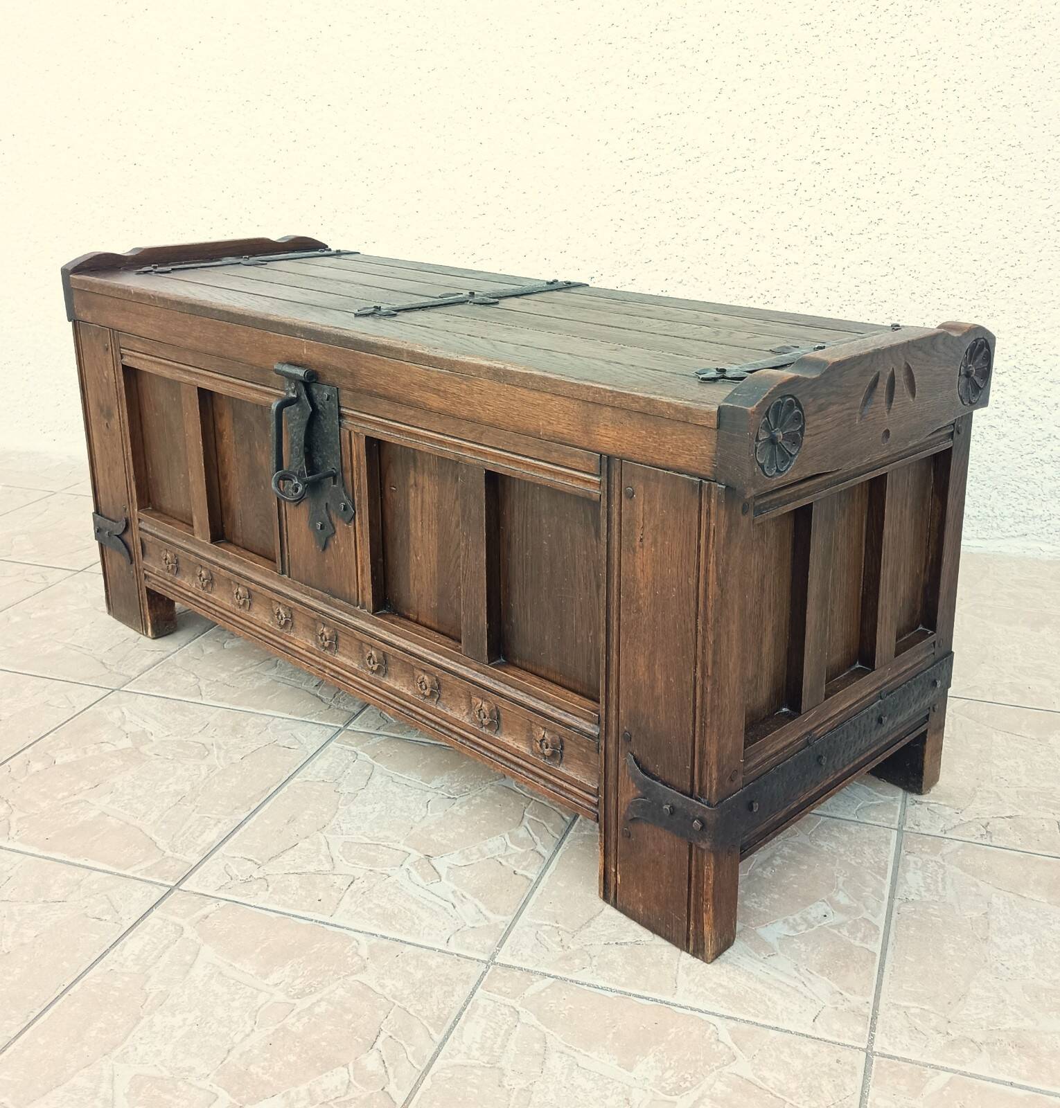 Rustic solid oak chest