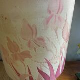 Lampe céramique lilas décor iris et oiseaux