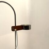 Chrome and wood floor lamp