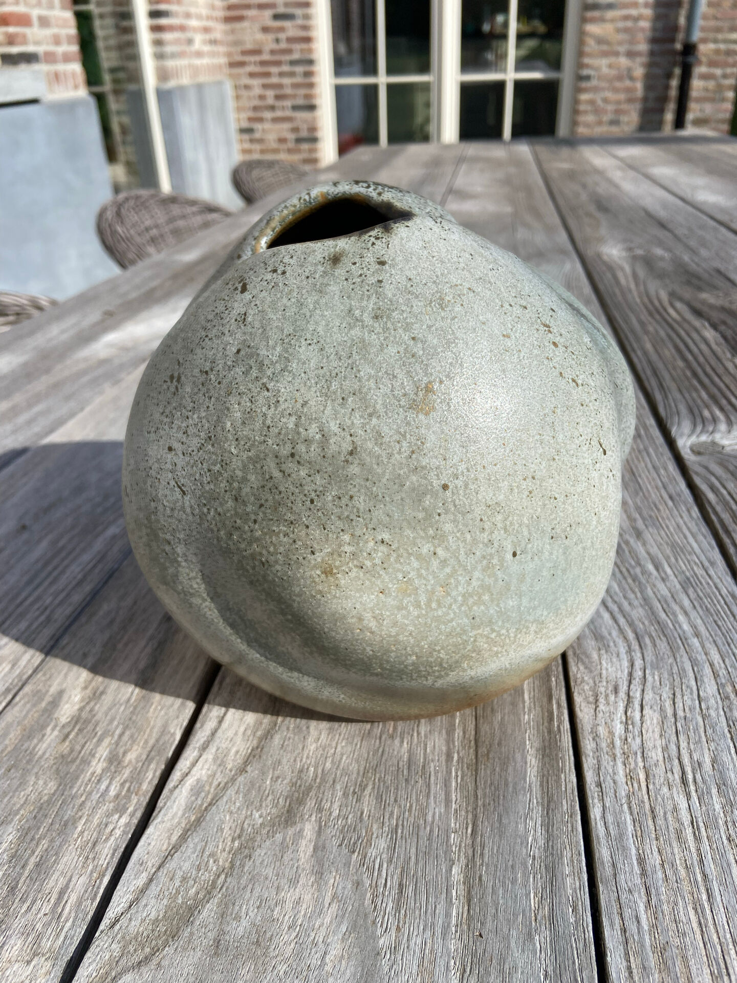 Superb sculptural vase in vintage glazed stoneware (1970s/1980s), re